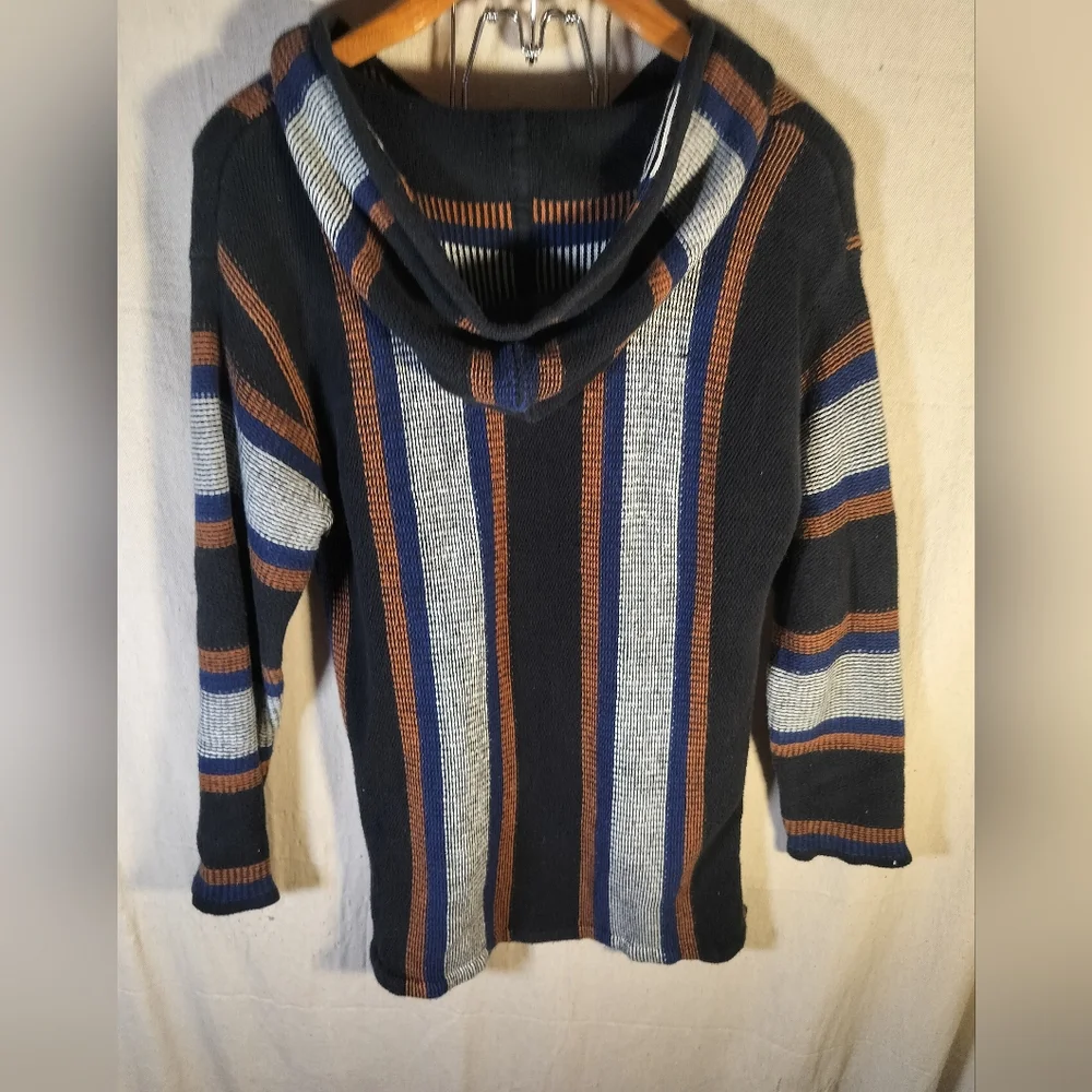 Forever 21 Pullover Hooded hobo Sweatshirt Striped poncho size medium unisex - Picture 6 of 6